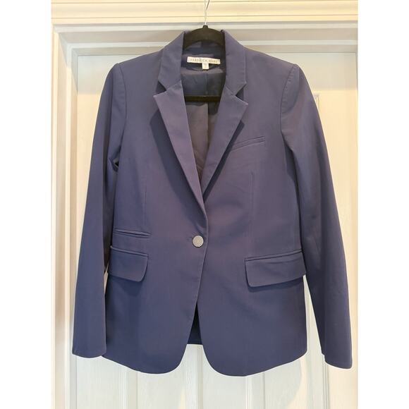 Veronica Beard Jackets & Blazers - VERONICA BEARD Blue Blazer Jacket Size 10 Notch Lapel One-Button Cotton Blend
